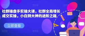 社群操盘手实操大课,社群全局增长成交实操,小白到大神的进阶之路-第一资源库