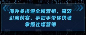 海外多渠道全域营销,高效引流获客,手把手带你快速掌握社媒营销-第一资源库