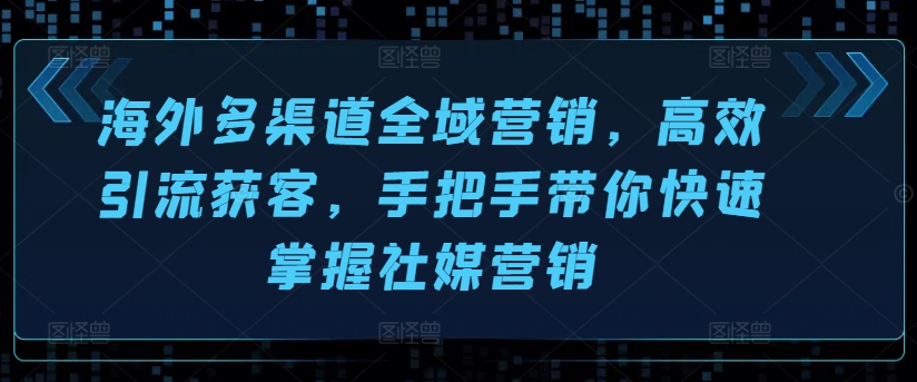 海外多渠道全域营销,高效引流获客,手把手带你快速掌握社媒营销-第一资源库