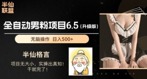 男粉项目6.5升级版,全自动男粉项目,日收入1K+【揭秘】-第一资源库
