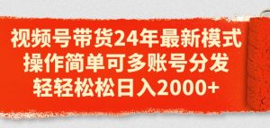 视频号带货24年最新模式,操作简单可多账号分发,轻轻松松日入2k【揭秘】-第一资源库
