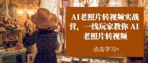AI老照片转视频实战营,一线玩家教你AI老照片转视频-第一资源库
