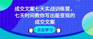 成交文案七天实战训练营,七天时间教你写出能变现的成交文案-第一资源库
