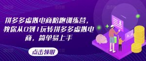 拼多多虚拟电商陪跑训练营,教你从0到1玩转拼多多虚拟电商,简单易上手-第一资源库