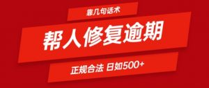 靠一套话术帮人解决逾期日入500+ 看一遍就会(正规合法)【揭秘】-第一资源库