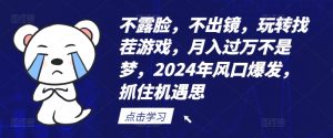 不露脸,不出镜,玩转找茬游戏,月入过万不是梦,2024年风口爆发,抓住机遇【揭秘】-第一资源库