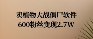 卖植物大战僵尸软件,600粉丝变现2.7W【揭秘】-第一资源库