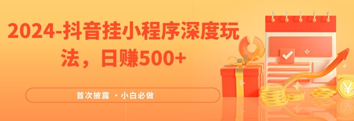 2024全网首次披露,抖音挂小程序深度玩法,日赚500+,简单、稳定,带渠道收入,小白必做【揭秘】-第一资源库