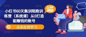 小红书60天集训陪跑训练营(系统课)从0打造能赚钱的账号-第一资源库