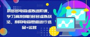 拼多多电商虚拟进阶课,学习高利润的多多虚拟玩法,利用电商思维进行选品+运营-第一资源库