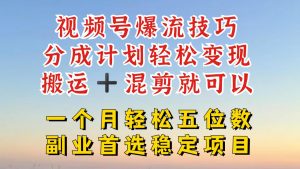 视频号分成最暴力赛道，几分钟出一条原创，最强搬运+混剪新方法，谁做谁爆【揭秘】-第一资源库