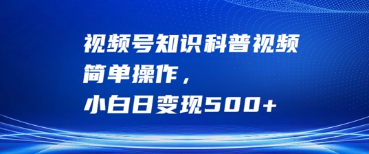 视频号知识科普视频,简单操作,小白日变现500+【揭秘】-第一资源库
