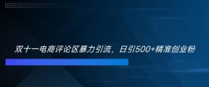 双十一电商评论区暴力引流,日引500+精准创业粉【揭秘】-第一资源库