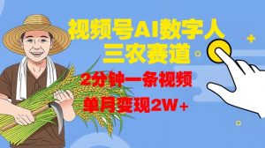 视频号AI数字人玩转三农赛道,2分钟一条视频,单月变现2W+-第一资源库