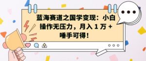 蓝海赛道之国学变现:小白操作无压力,月入 1 W + 唾手可得【揭秘】-第一资源库