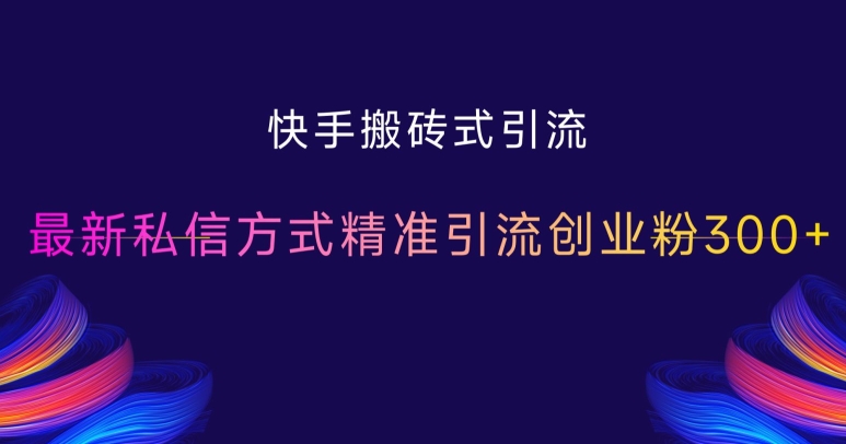 快手搬砖式引流,最新私信方式精准引流创业粉300+-第一资源库