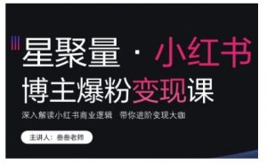 小红书博主爆粉变现课,深入解读小红书商业逻辑,带你进阶变现大咖-第一资源库