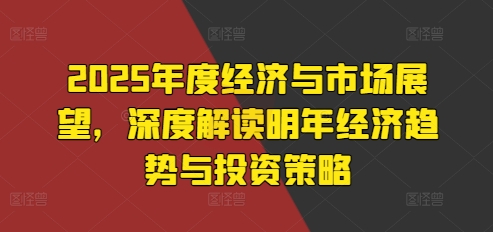 2025年度经济与市场展望,深度解读明年经济趋势与投资策略-第一资源库