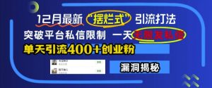 12月最新“摆烂式”引流打法,突破平台私信限制,一天无限发私信,单天引流400+创业粉-第一资源库