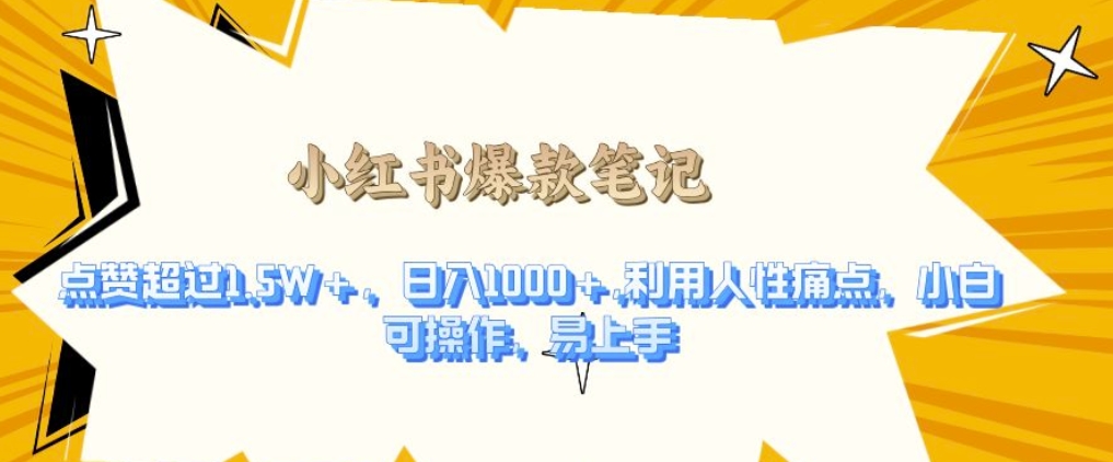 利用人性的痛点,打造爆款笔记,获得点赞超过1.5W+,日入1k【揭秘】-第一资源库