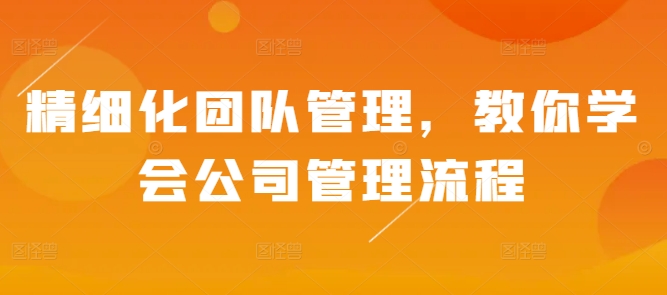 精细化团队管理,教你学会公司管理流程-第一资源库