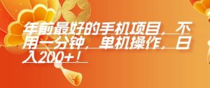年前最好的手机项目，不用一分钟，单机操作，日入2张【揭秘】-第一资源库