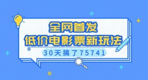 全网首发,低价电影票新玩法,已有人30天搞了75741【揭秘】-第一资源库