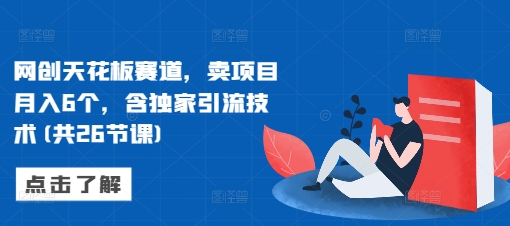 网创天花板赛道,卖项目月入6个,含独家引流技术(共26节课)-第一资源库