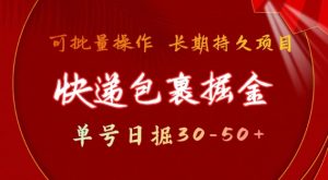 快递包裹撸金 单号日撸30-50+ 可批量 长久稳定收益【揭秘】-第一资源库