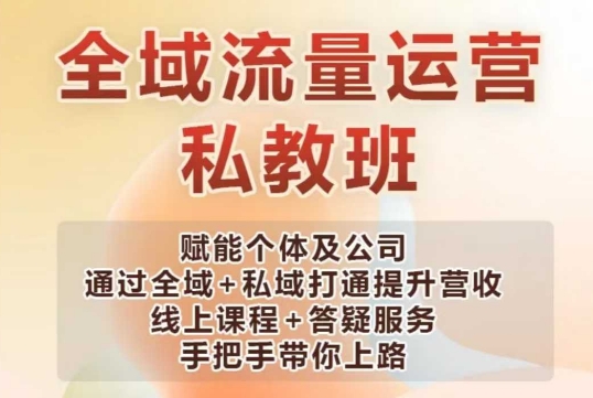 全域流量运营操盘课,赋能个体及公司通过全域+私域打通提升营收-第一资源库