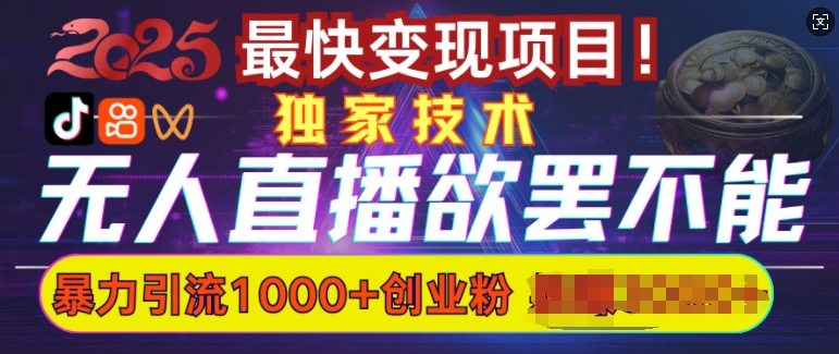 欲罢不能的无人直播引流,超暴力日引流1000+高质量精准创业粉-第一资源库
