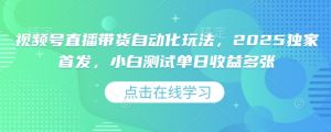 视频号直播带货自动化玩法,2025独家首发,小白测试单日收益多张【揭秘】-第一资源库