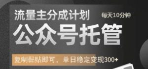公众号托管计划-流量主分成计划，每天只需发布文章，单日稳定变现300+【揭秘】-第一资源库