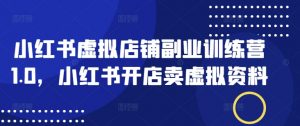 小红书虚拟店铺副业训练营1.0,小红书开店卖虚拟资料-第一资源库