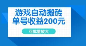 游戏自动搬砖,单号收益2张,可批量放大【揭秘】-第一资源库