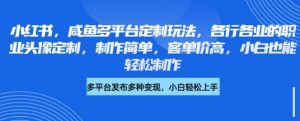 小红书咸鱼多平台定制玩法，各行各业的职业头像定制，制作简单，客单价高，小白也能轻松制作-第一资源库