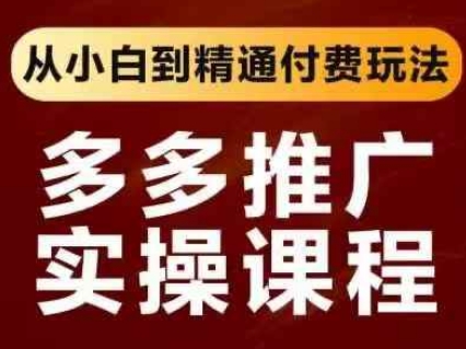 拼多多推广实操课程,从小白到精通付费玩法-第一资源库