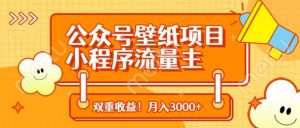 公众号壁纸项目,小程序流量主双收益,月入3000+-第一资源库
