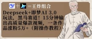 Deepseek+即梦AI3.0玩法,黑马赛道!15分钟输出高质量爆款视频,一条作品涨粉5W+-第一资源库