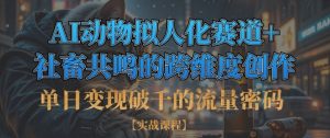 单日变现破千的流量密码,AI动物拟人化赛道+社畜共鸣的跨维度创作-第一资源库