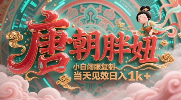 用AI克隆“唐朝胖妞”日更3条,平台疯狂推流,小白闭眼复制,当天见效,日入1k+-第一资源库