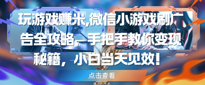 玩游戏挣米,微信小游戏刷广告全攻略,手把手教你变现秘籍,小白当天见效-第一资源库