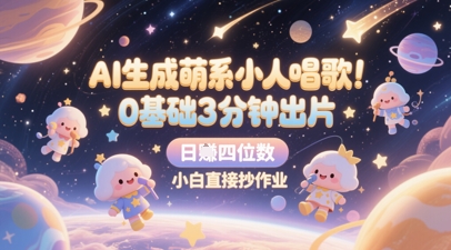 AI生成萌系小人唱歌，0基础3分钟出片，28个作品涨粉8.9W，单条最高19W赞，日入四位数，小白直接抄作业-第一资源库