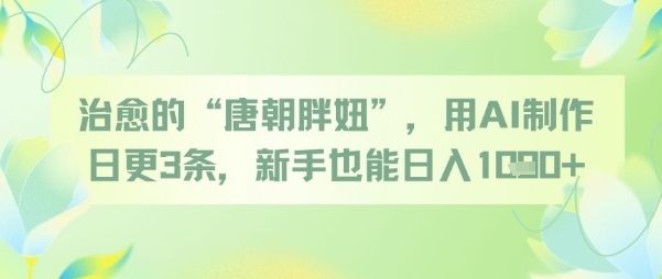 治愈的“唐朝胖妞”，用AI制作日更3条，新手也能日入多张-第一资源库