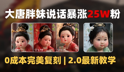 AI大唐胖贵妃说话2.0,40条视频暴涨40w粉,附独家变现攻略-第一资源库