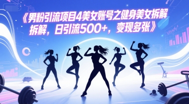 男粉引流项目4美女账号之健身美女拆解，日引流500+，变现多张-第一资源库