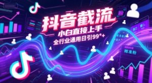 抖音截流，小白直接上手，全行业通用日引99+精准粉【揭秘】-第一资源库