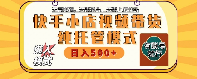 快手小店托管代运营,无需剪辑,无需选品,无需上传作品,全程无需操作,轻松月入5k+【揭秘】-第一资源库