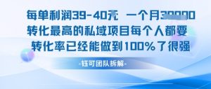 每单利润40一个月7k+转化最高的私域项目,每个人都要的产品转化率已经能做到100%-第一资源库