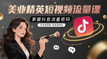 美业精英短视频流量课,掌握抖音流量密码,天天有询单,条条有转化-第一资源库